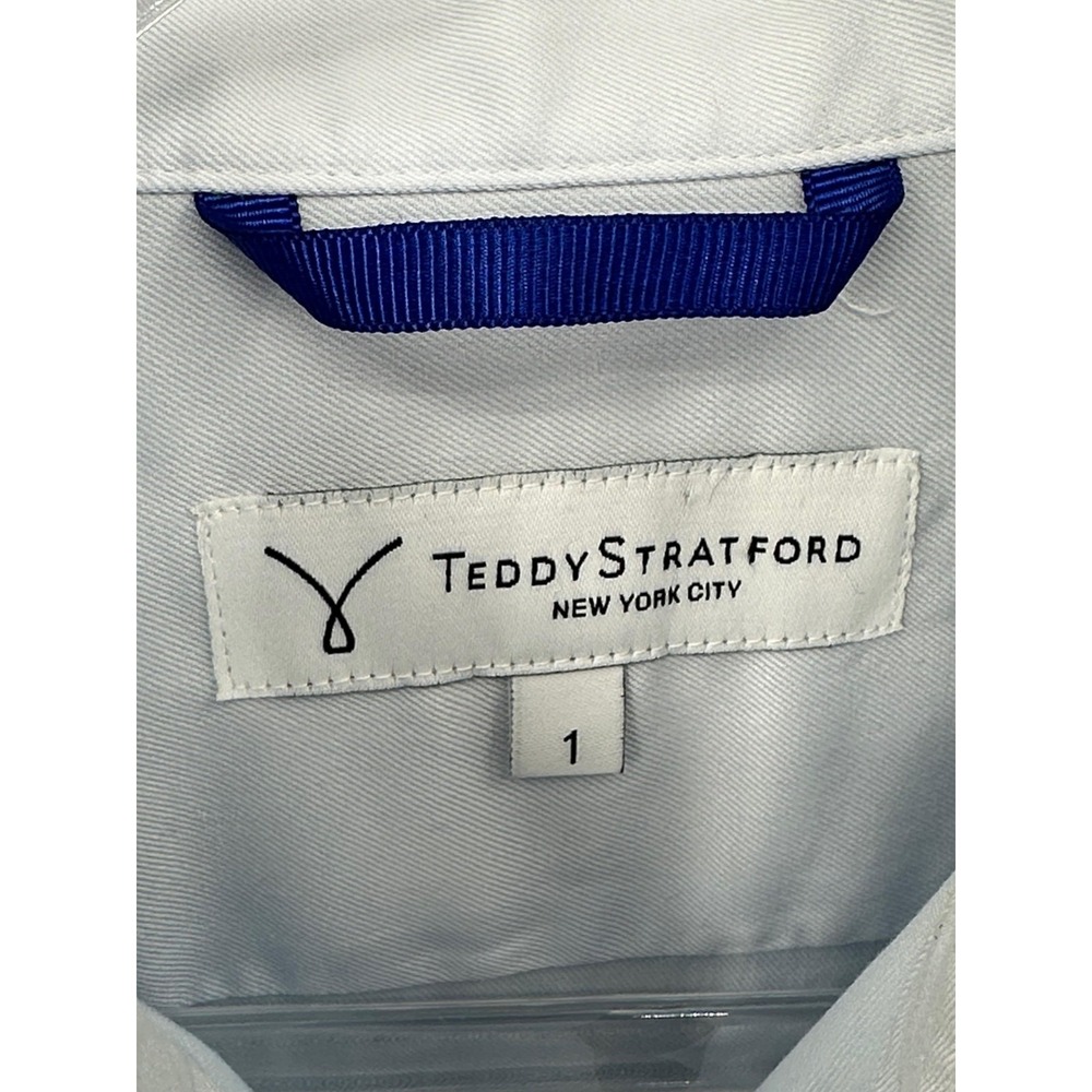 Teddy Stratford Shirt Mens 1 Small Blue Dress Zip Placket Long Sleeve Button‎ Up - Picture 2 of 15